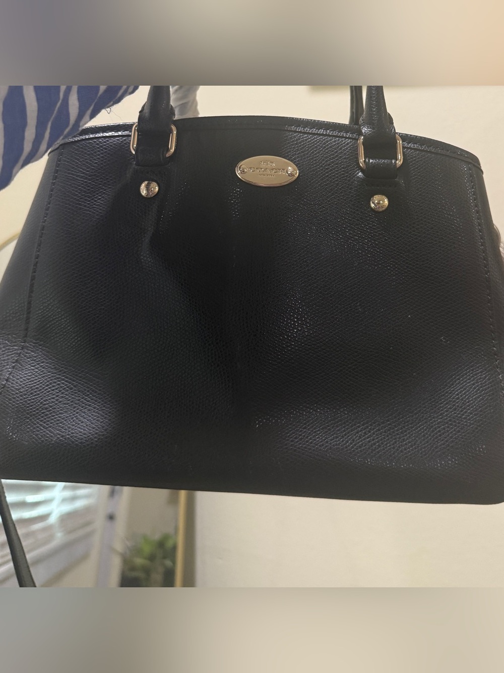 Coach Black Leather Satchel with Gold Hardware